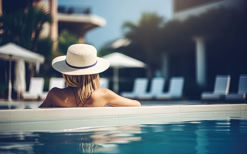 woman in pool